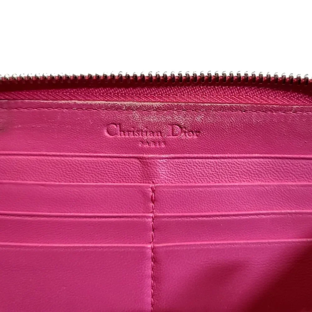 Christian Dior Coral Patent Leather Continental Zippy Wallet Ultimate Voyager